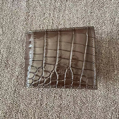 Genuine Leather Crocodile-Embossed Card Holder Wallet
