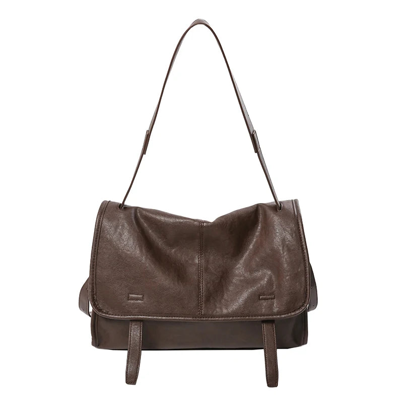 Large Capacity Oil Wax Leather Crossbody Messenger Bag