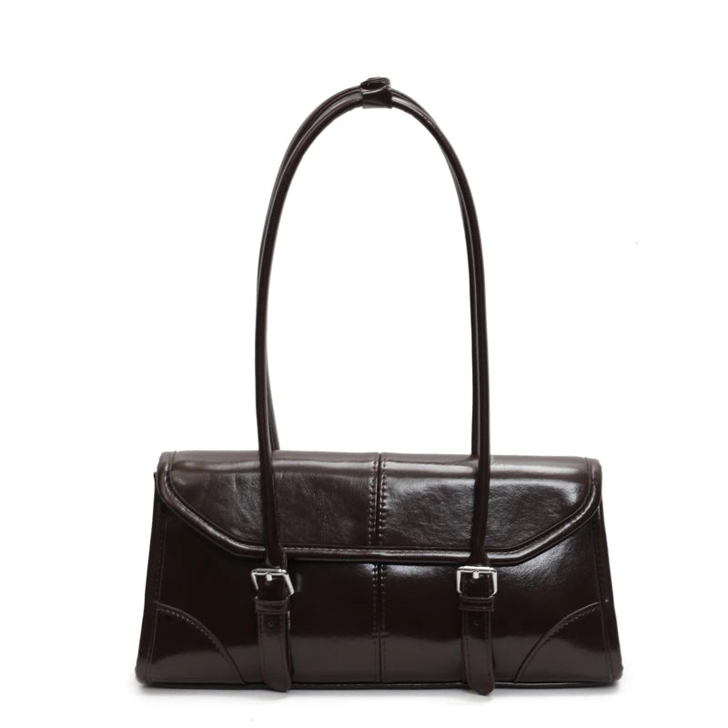 Oil Wax Leather Shoulder Bag – Women's Elegant Underarm Purse