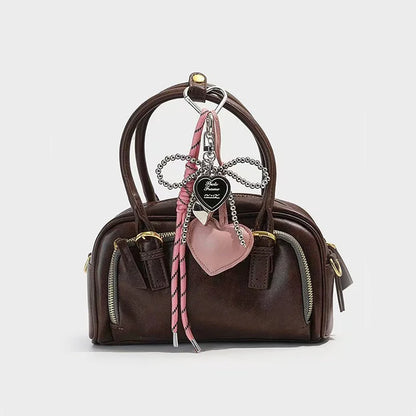 Heart Bow Keychain Beaded Leather Pendant Bag Charm