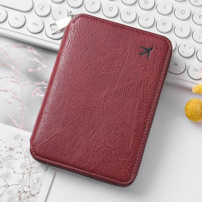 Zippered Passport Holder & Travel Card Organizer Wallet