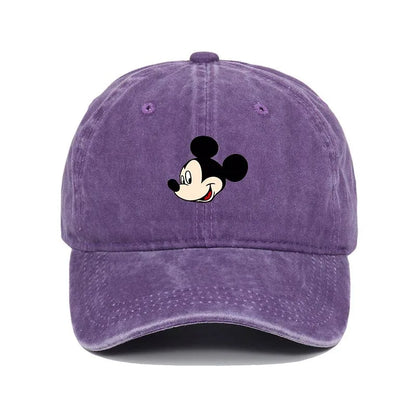 Cartoon Print Washed Baseball Cap – Unisex Vintage Snapback Hat