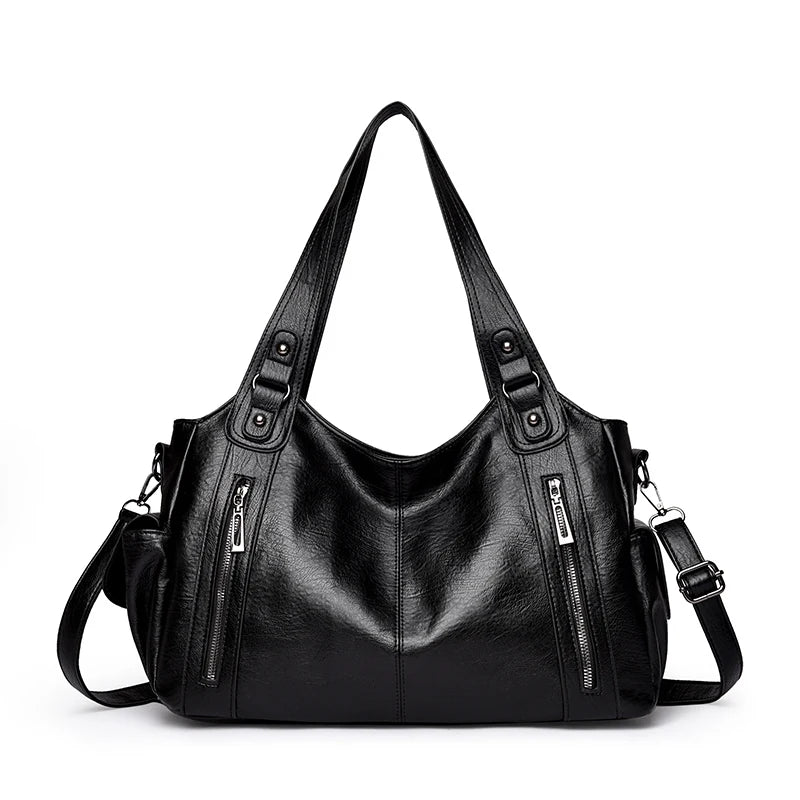 Large Capacity Leather Tote Crossbody Bag for Women