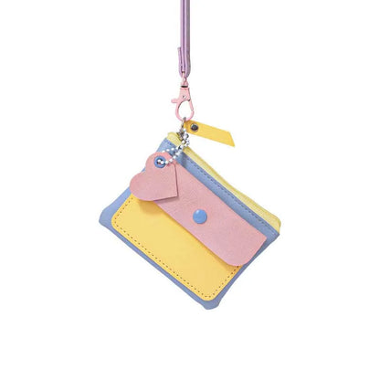 Cute Lanyard Card Holder Wallet – Korean Style Macaron Neck Pouch