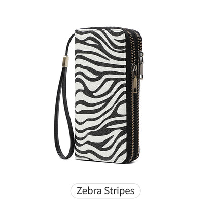 RFID Blocking Women's Wallet Double Zipper Large Capacity Clutch