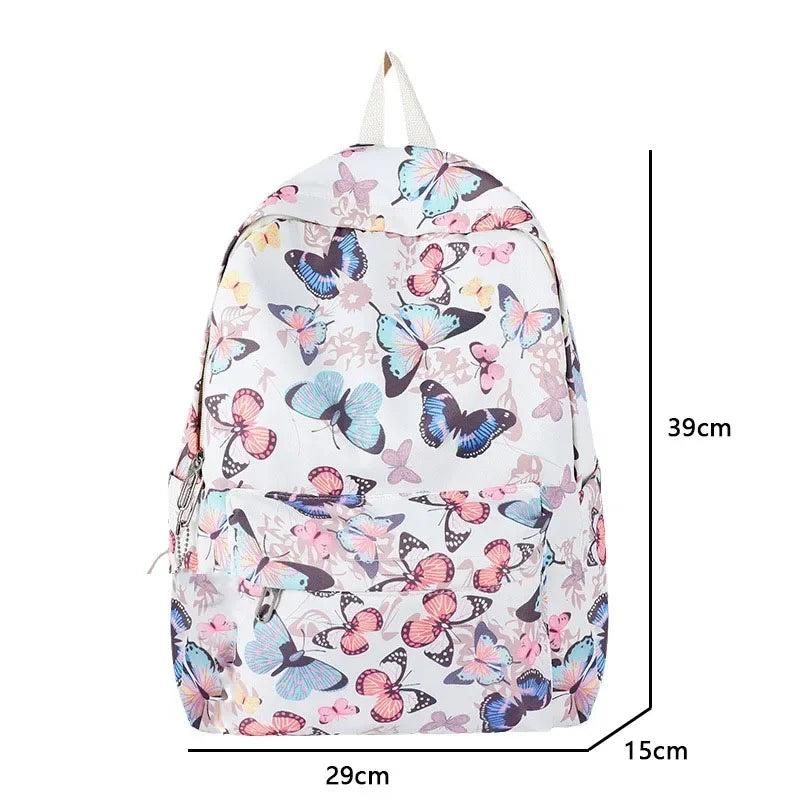 Butterfly Print Backpack – Women's Korean School & Travel Bag