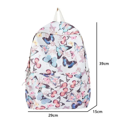 Butterfly Print Backpack – Women's Korean School & Travel Bag
