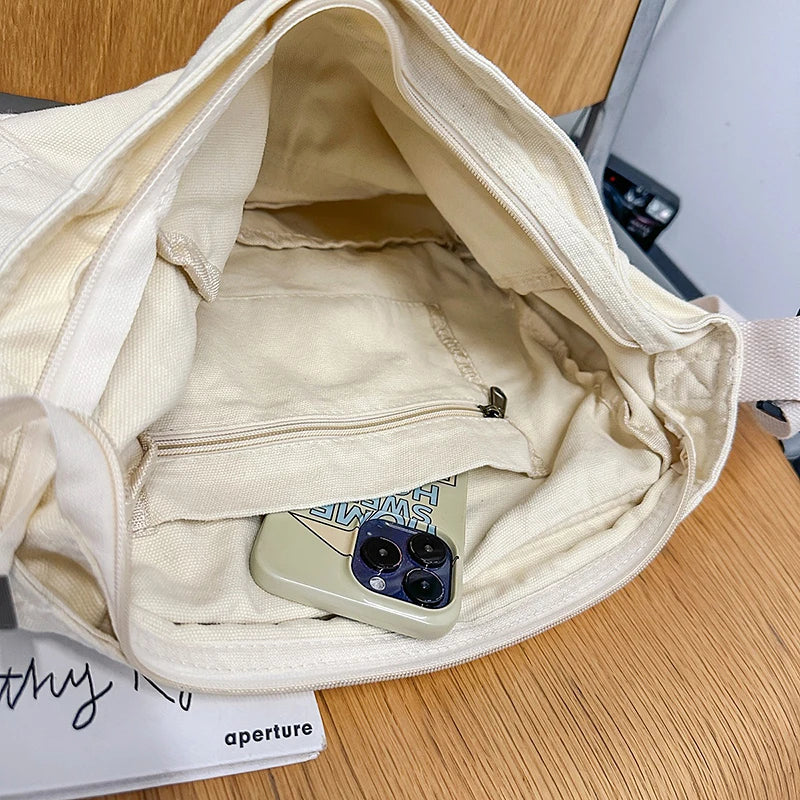 Canvas Messenger Bag – Casual Crossbody for Women & Students
