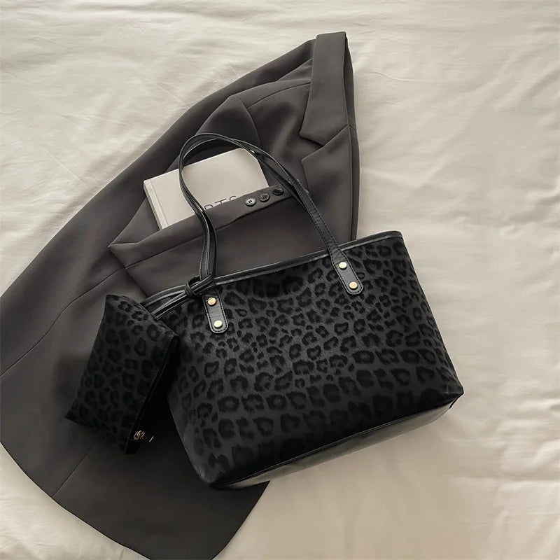 Leopard Print Tote Bag Set – 2-Piece Women's Shoulder Bag