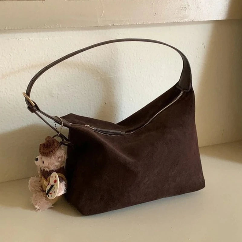 Vintage Leather Shoulder Bag – Large Capacity Underarm Purse for Women