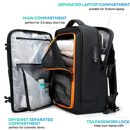 Bange Anti-Theft Travel Backpack with Wet Dry Separation – Fits 15.6" Laptop