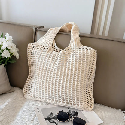 Crochet Tote Bag for Women – Large Hollow Knit Beach Shopper