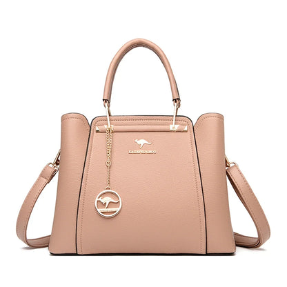 Women's Leather Crossbody Handbag – 3-Layer Shoulder Bag