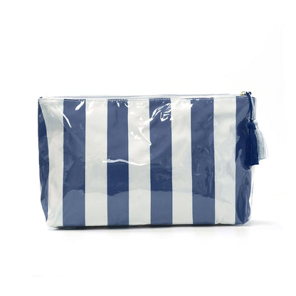 Cosmetic Bag – Large Striped Travel Makeup Pouch with Tassel