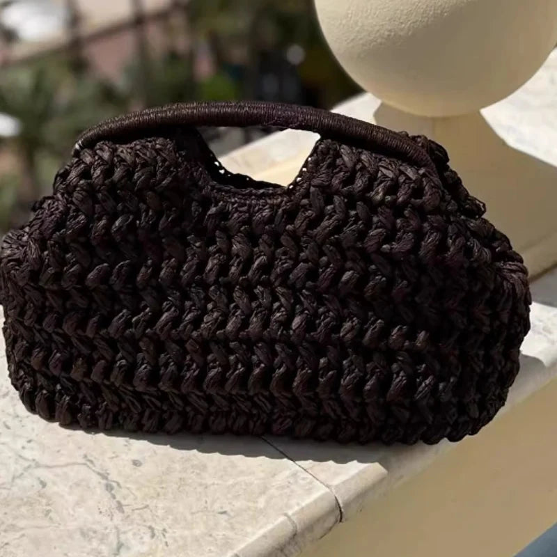 Handwoven Straw Clutch Bag – Elegant Summer Beach Handbag