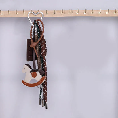 Leather Horse Pendant Keychain with Braided Rope Bag Charm