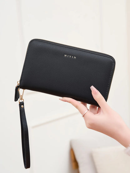 Large Capacity Women's Wallet – PU Leather Zipper Clutch