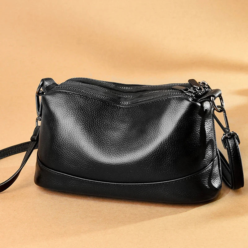 PU Leather Crossbody Bag for Women – Multi-Zip Shoulder Bag