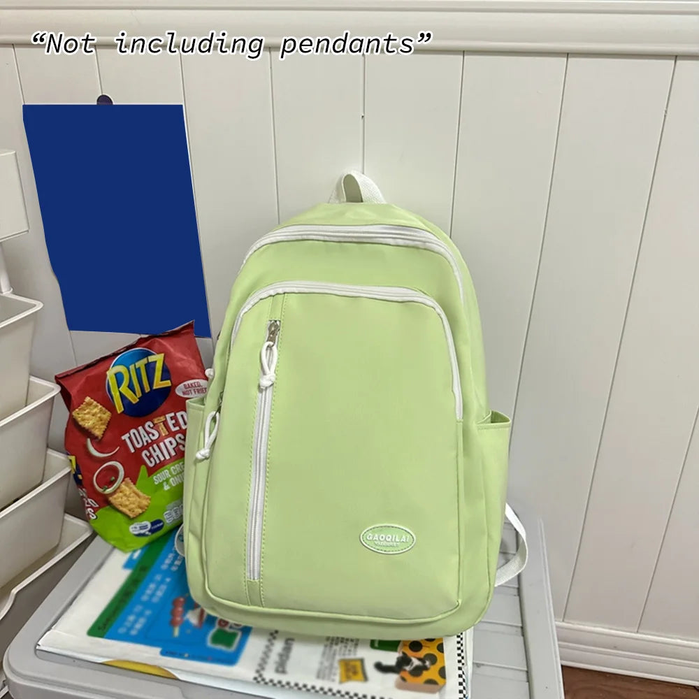 Lightweight Nylon School Backpack – Minimalist Solid Color