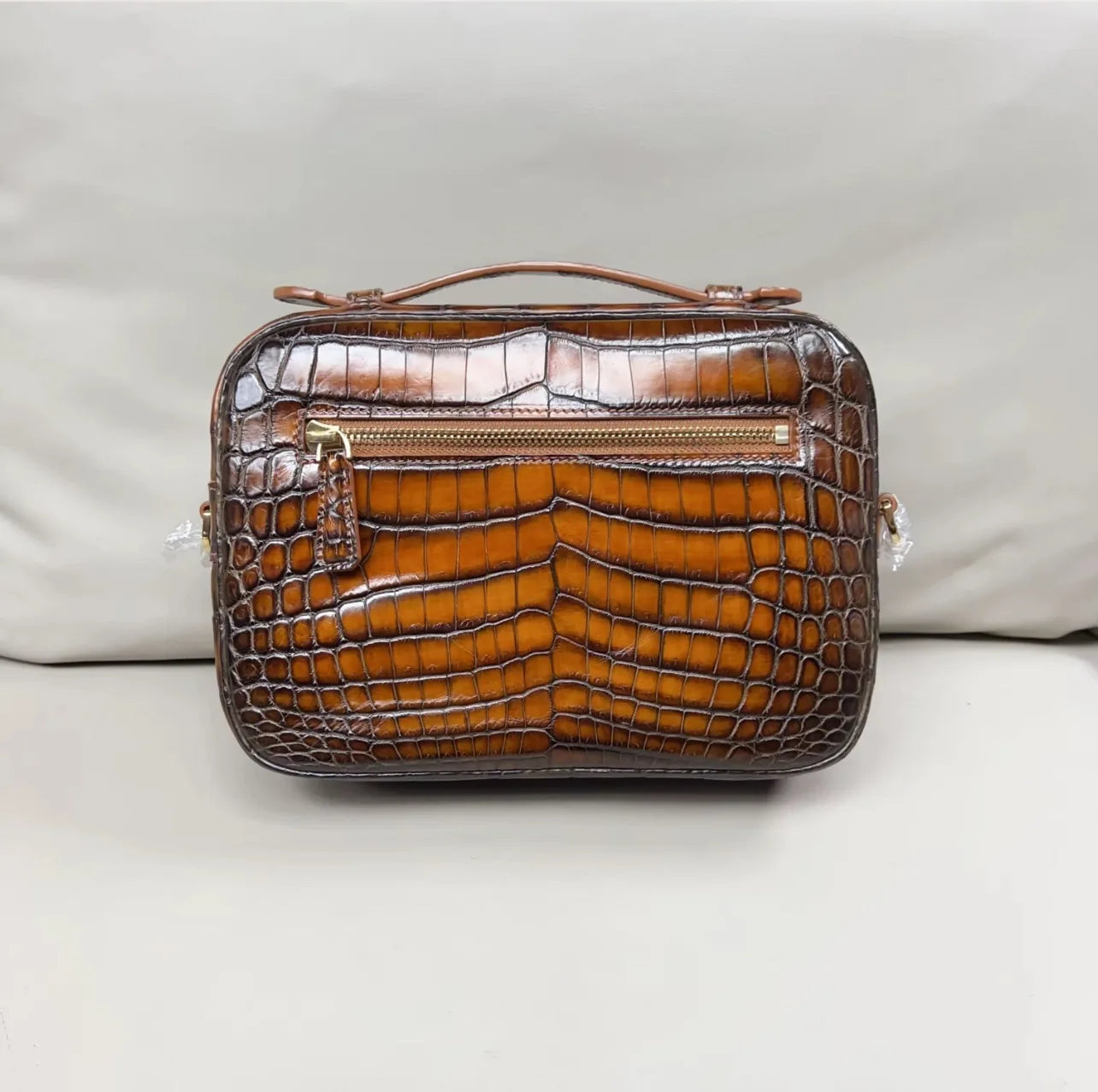 Crocodile Leather Hand-Painted Men's Shoulder Bag | Luxury Postman Bag