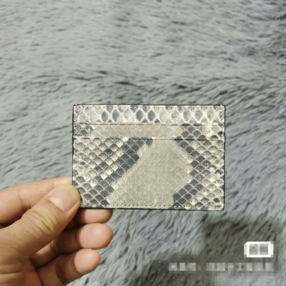 Snakeskin Leather Card Holder – Slim Multi-Slot Wallet for Men
