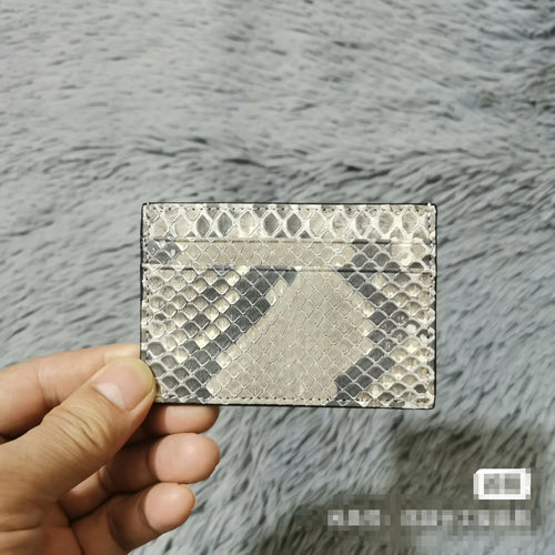 Snakeskin Leather Card Holder – Slim Multi-Slot Wallet for Men