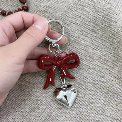 Heart Bow Keychain Bag Charm – Cute Acrylic Pendant for Women