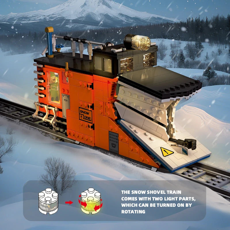 Railway Snow Plow Train Building Blocks Set – 945pcs with LED Lights