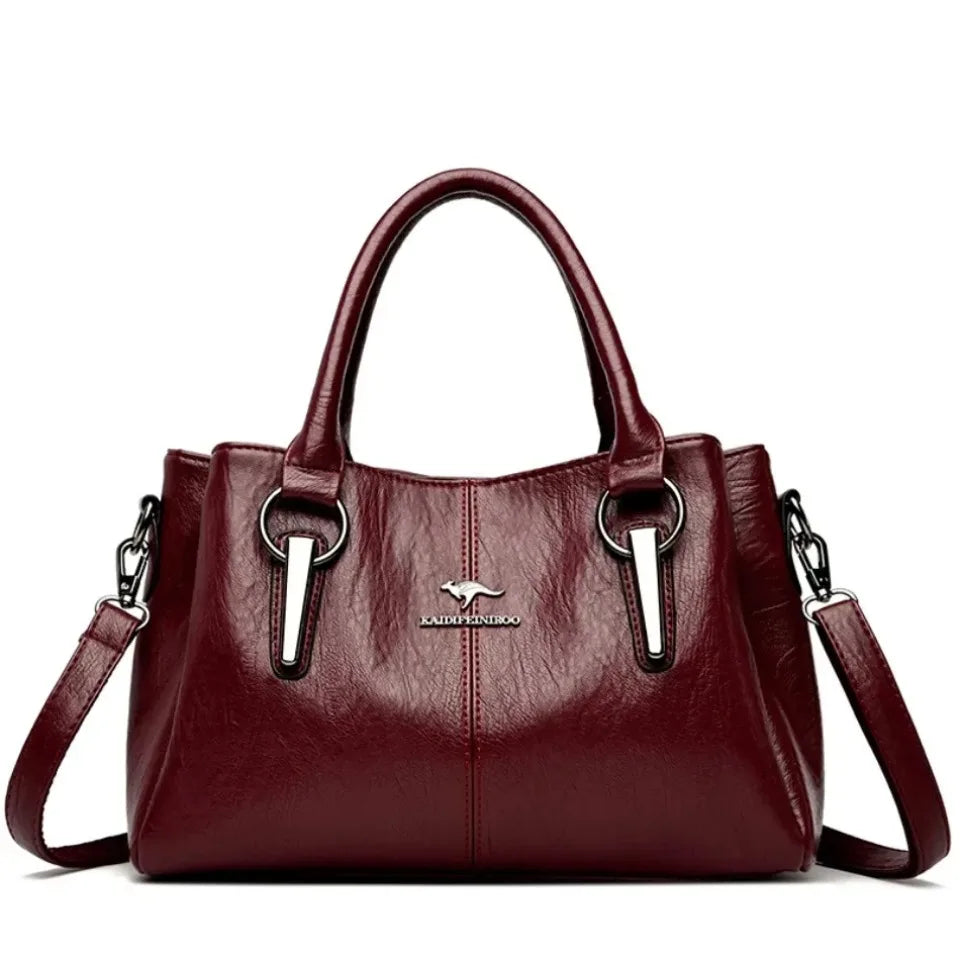 Luxury Soft Leather Handbag for Women – 3-Layer Shoulder Bag