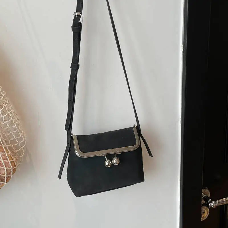 Lychee Pattern Crossbody Bag – Metal Clip Frame Women's Shoulder Bag