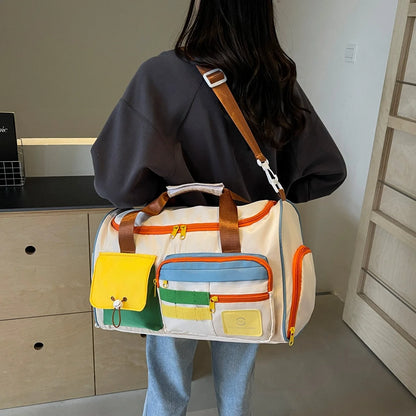 Colorblock Duffel Bag – Large Travel & Gym Bag with Multiple Pockets