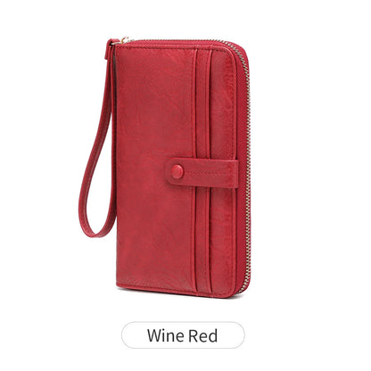 Women's Retro Long Wallet Large Capacity Multi-Card Slot Wristlet Clutch