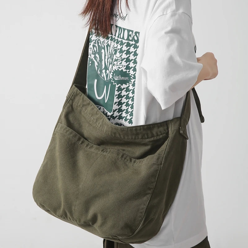 Canvas Crossbody Bag – Large Capacity Casual Shoulder Tote for Women