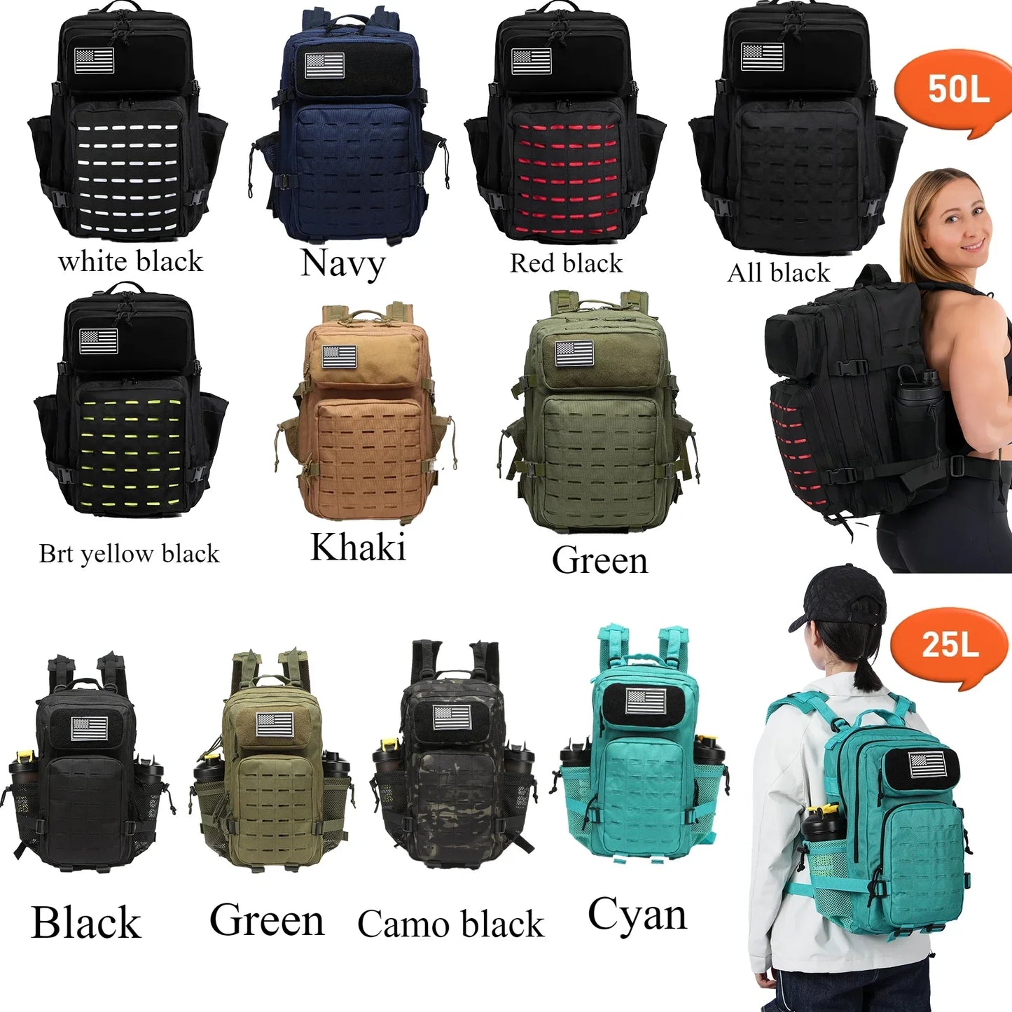 Tactical Backpack 25L & 50L – Waterproof MOLLE Bag