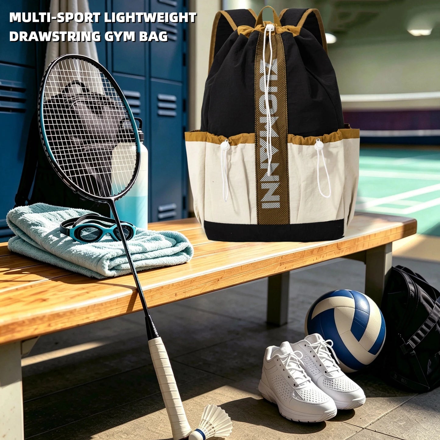 Drawstring Gym Backpack – Large Capacity Nylon Sports Sackpack