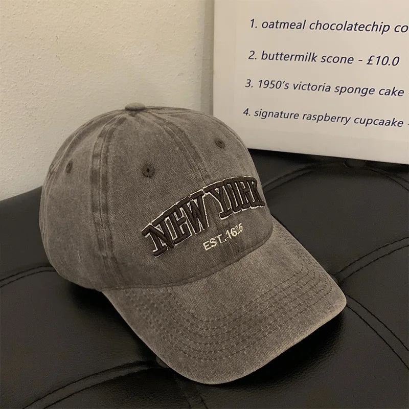 Washed Cotton New York Baseball Cap – Vintage Retro Dad Hat