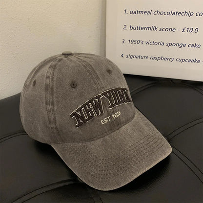 Washed Cotton New York Baseball Cap – Vintage Retro Dad Hat