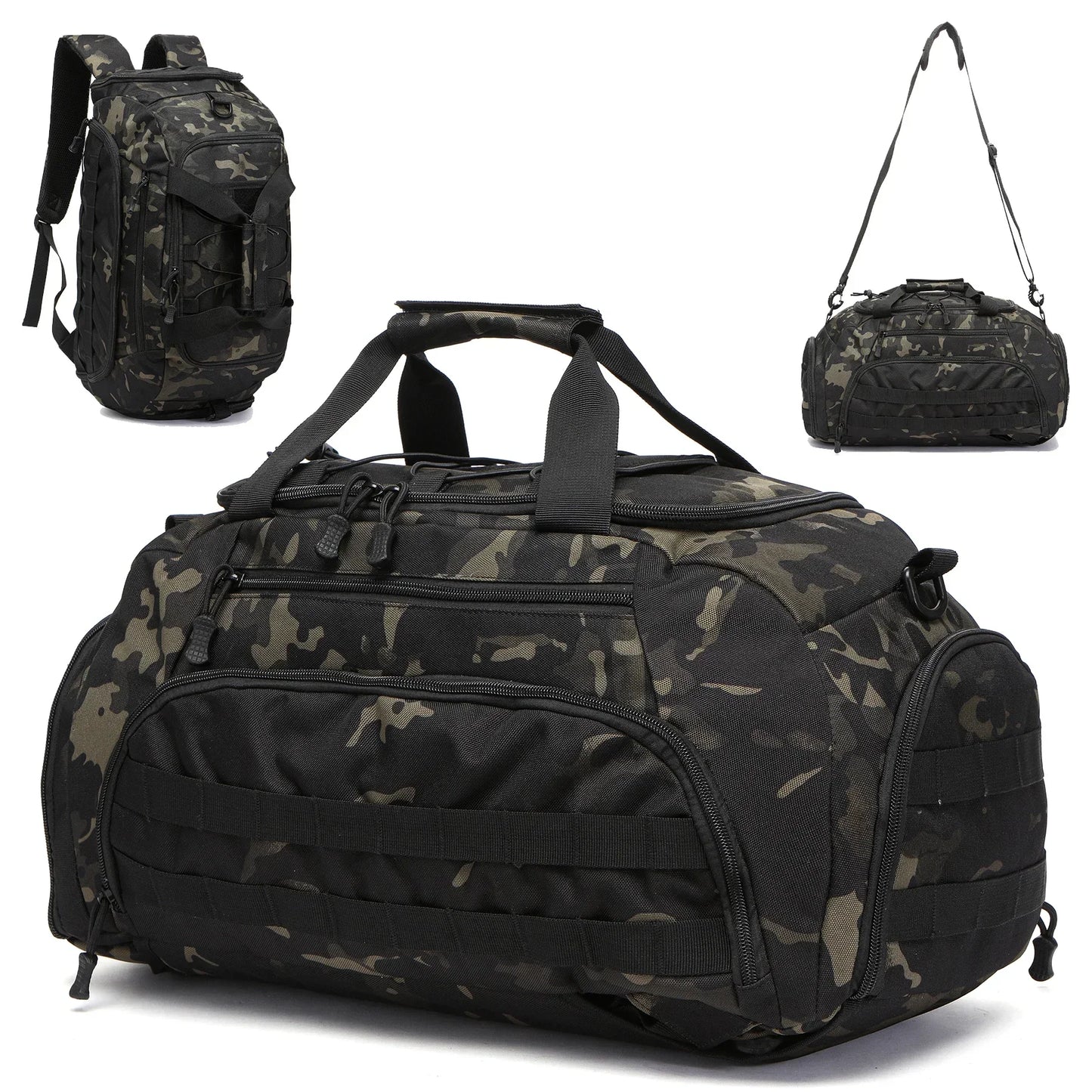 3-in-1 Tactical Gym Bag with Shoe Compartment – Backpack, Duffel & Sling