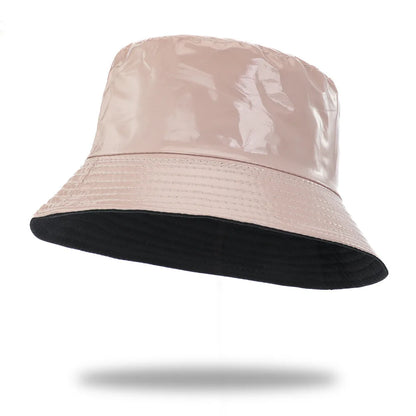 Reversible Faux Leather Bucket Hat for Women – Waterproof PU
