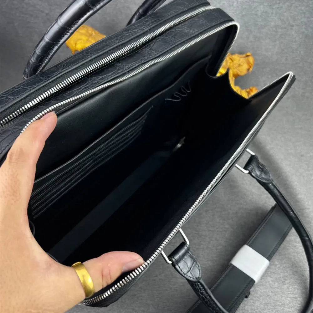 Genuine Crocodile Leather Briefcase for Men – Large Laptop Business Bag