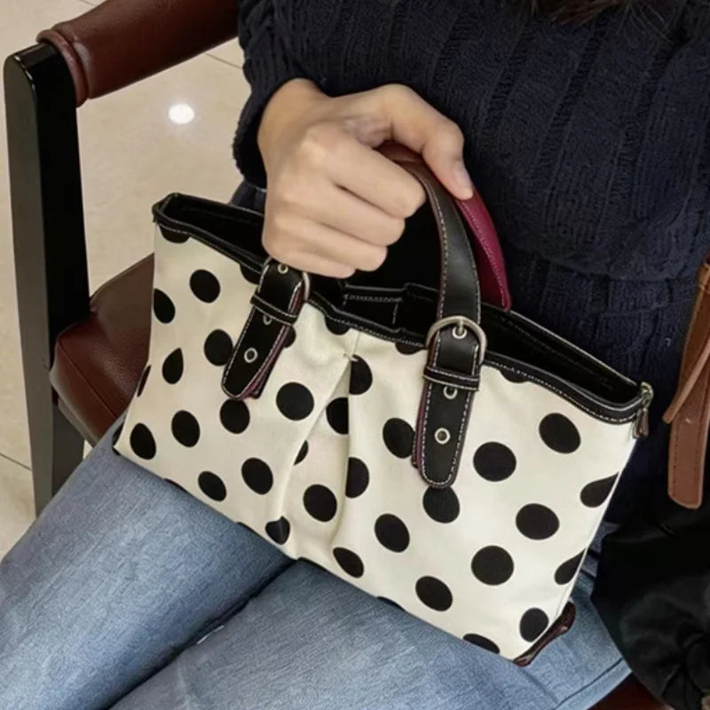 Polka Dot Tote Bag – Large Capacity Women's Shoulder Bag