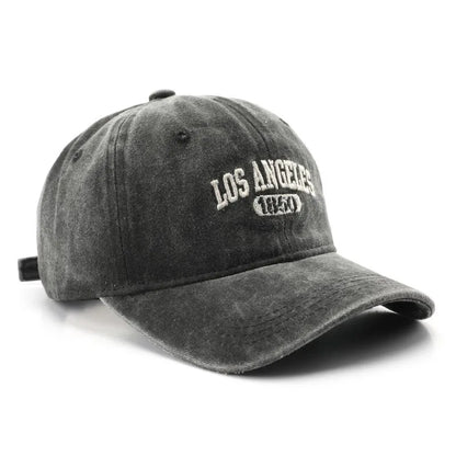 Vintage Washed Cotton Baseball Cap – Embroidered Letter Hat for Men & Women
