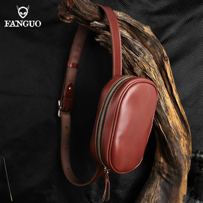 Genuine Leather Chest Bag – Adjustable Crossbody Fanny Pack