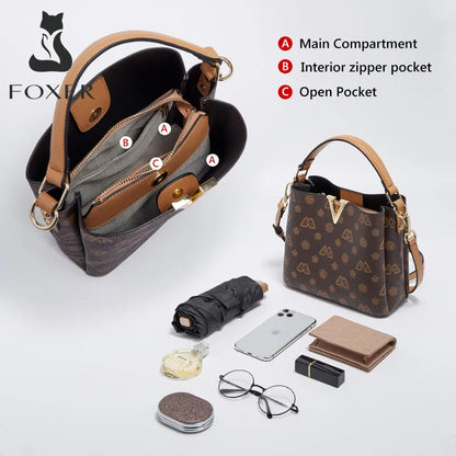 Foxer Brand Retro Women S Handbag Small Bucket Bag Luxury Design Shoulder Dating Crossbody Girl
