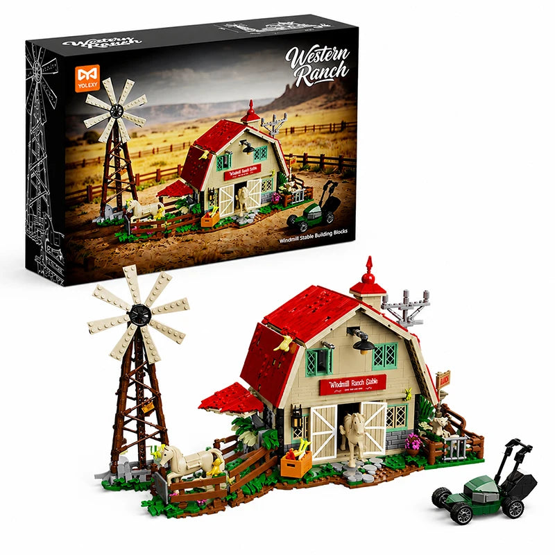 Western Ranch Building Blocks Set – Windmill Stable MOC 1142/1359pcs