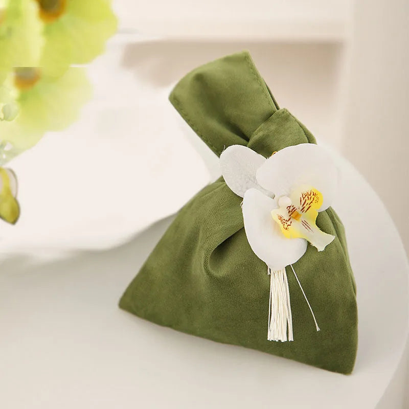 Velvet Flower Tassel Wrist Bag Chinese Style Jewelry Pouch