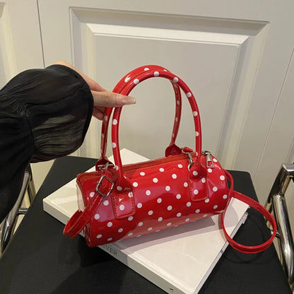 Polka Dot Boston Bag – Women's Lacquer Leather Shoulder Crossbody