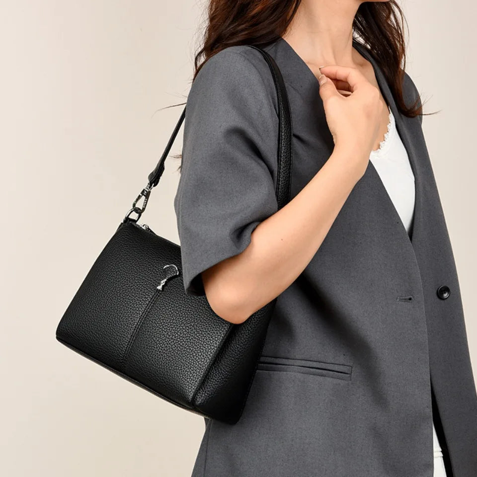 Leather Crossbody Bag for Women – 3-Layer Elegant Shoulder Purse