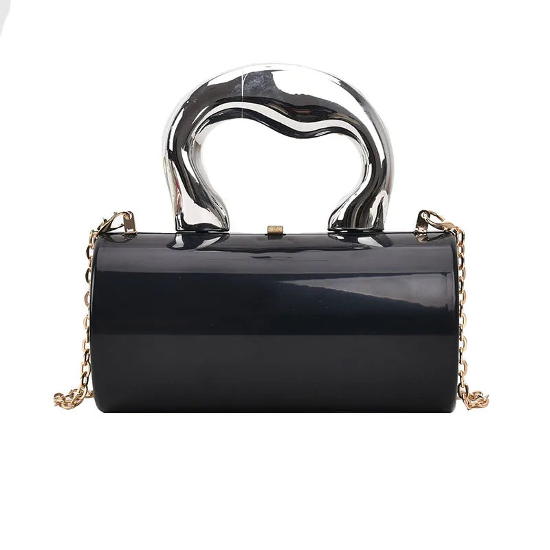 Cylinder Evening Clutch – Women's Metallic Mini Crossbody Bag
