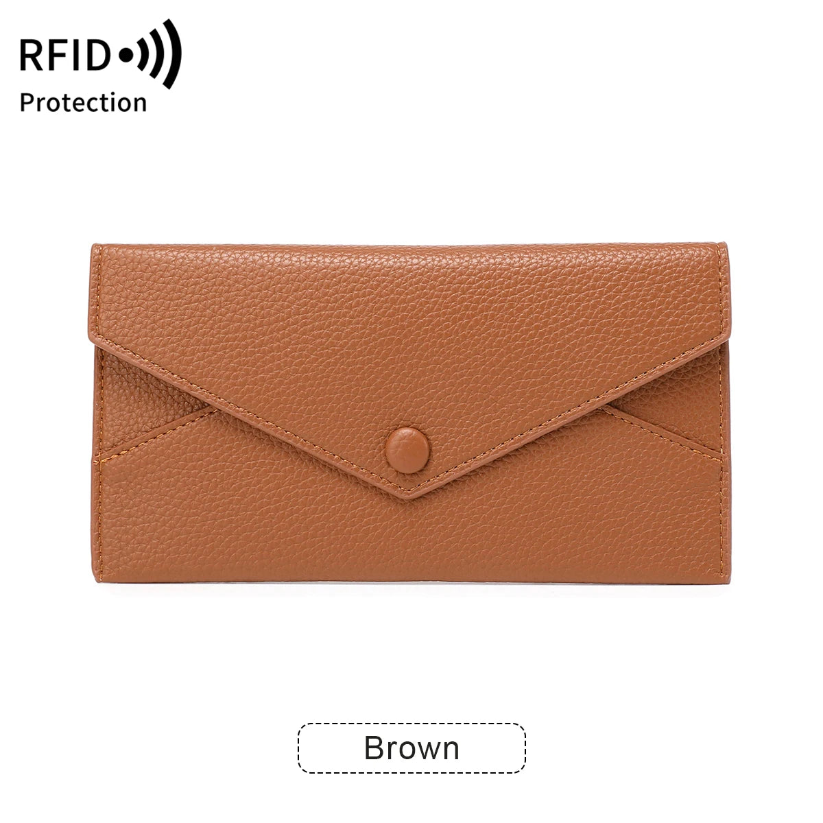 RFID Blocking Long PU Leather Wallet for Women – Envelope Clutch